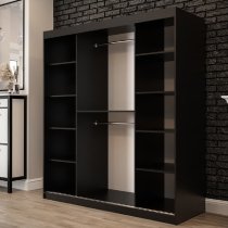 Topeka Wooden 180cm Wardrobe With 2 Sliding Doors In Dark Oak