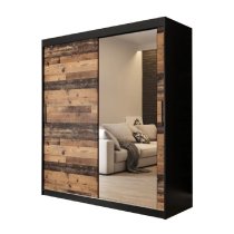 Topeka 1 Mirrored 180cm Wardrobe With 2 Sliding Doors In Dark Oak