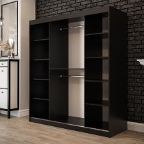 Topeka 1 Mirrored 180cm Wardrobe With 2 Sliding Doors In Dark Oak