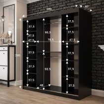 Topeka 1 Mirrored 180cm Wardrobe With 2 Sliding Doors In Dark Oak