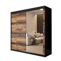 Topeka 1 Mirrored 200cm Wardrobe With 2 Sliding Doors In Dark Oak