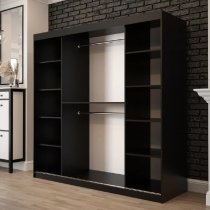 Topeka 1 Mirrored 200cm Wardrobe With 2 Sliding Doors In Dark Oak