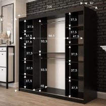 Topeka 1 Mirrored 200cm Wardrobe With 2 Sliding Doors In Dark Oak