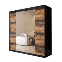 Topeka 2 Mirrored 200cm Wardrobe With 2 Sliding Doors In Dark Oak