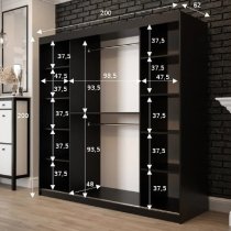 Topeka 2 Mirrored 200cm Wardrobe With 2 Sliding Doors In Dark Oak