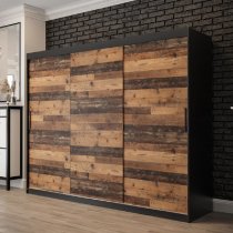 Topeka Wooden Wardrobe With 3 Sliding Doors In Dark Oak