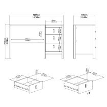 Bellevue Wooden Laptop Desk With 3 Drawers In Oak