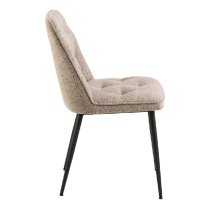 Bethel Beige Fabric Dining Chairs With Black Legs In Pair