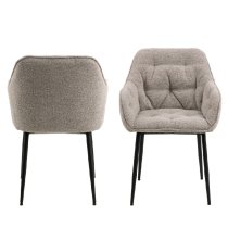 Bethel Beige Fabric Dining Chairs With Arms In Pair