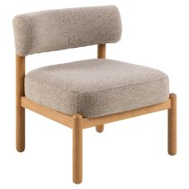 Bolivia Fabric Lounge Chair With Wooden Legs In Beige And Oak