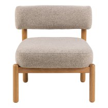 Bolivia Fabric Lounge Chair With Wooden Legs In Beige And Oak