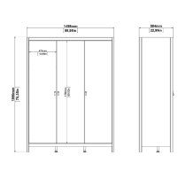 Bellevue Wooden Wardrobe With 3 Doors In Oak