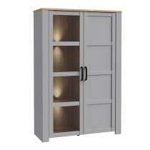 Bemidji LED Wooden Display Cabinet With 2 Doors In Grey And Oak