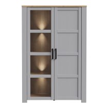 Bemidji LED Wooden Display Cabinet With 2 Doors In Grey And Oak