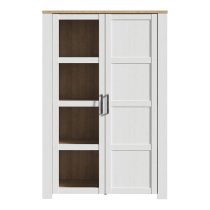 Bemidji LED Wooden Display Cabinet With 2 Doors In White And Oak