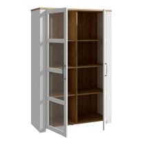 Bemidji LED Wooden Display Cabinet With 2 Doors In White And Oak