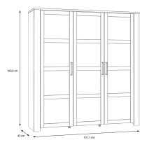 Bemidji LED Wooden Display Cabinet With 3 Doors In Navy And Oak