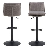 Felton Light Grey And Brown Fabric Bar Stools In Pair