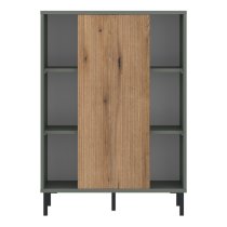 Danville Wooden Sideboard With 1 Sliding Door in Green And Oak