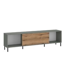 Danville Wooden Small TV Stand With 1 Sliding Door In Green Oak