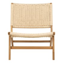 Campbell Wooden Lounge Chair in Off White and Oak