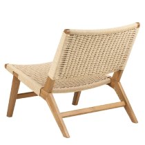 Campbell Wooden Lounge Chair in Off White and Oak