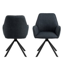 Getzville Grey Fabric Dining Chairs With Black Legs In Pair