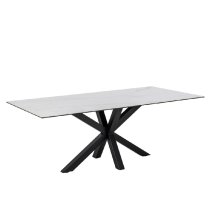 Hebron Ceramic Dining Table With Metal Base In White