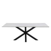 Hebron Ceramic Dining Table With Metal Base In White