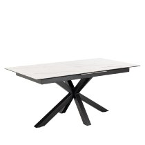 Hebron Ceramic Small Extending Dining Table In White