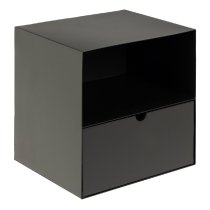 Indio Wooden Bedside Cabinet With 1 Drawer In Matt Black