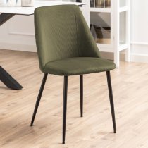 Indio Olive Green Fabric Dining Chairs With Black Legs In Pair