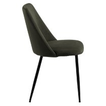 Indio Olive Green Fabric Dining Chairs With Black Legs In Pair