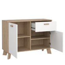 Irvine Wooden Sideboard With 2 Doors 1 Drawer In Oak And White