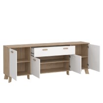 Irvine Wooden Sideboard With 4 Doors 1 Drawer In Oak And White