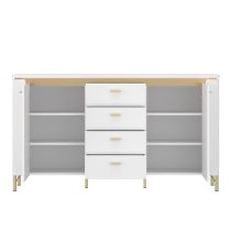 Laughlin LED High Gloss Sideboard With 2 Doors 4 Drawers In White