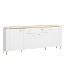 Laughlin LED High Gloss Sideboard With 4 Doors 2 Drawers In White