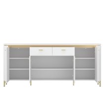 Laughlin LED High Gloss Sideboard With 4 Doors 2 Drawers In White