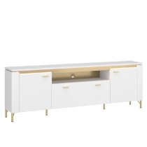 Laughlin LED High Gloss TV Stand With 2 Doors 1 Drawer In White