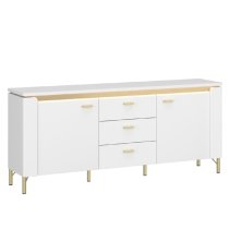 Laughlin LED High Gloss TV Stand With 2 Doors 3 Drawers In White