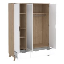 Irvine Wooden Wardrobe With 3 Doors 2 Drawers In Oak And White