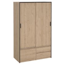 Lebanon Wooden Wardrobe With 2 Sliding Doors 2 Drawers In Oak