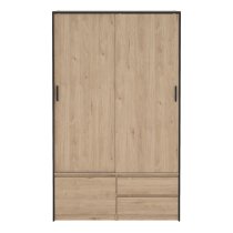 Lebanon Wooden Wardrobe With 2 Sliding Doors 2 Drawers In Oak