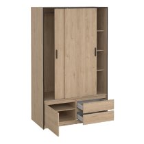 Lebanon Wooden Wardrobe With 2 Sliding Doors 2 Drawers In Oak