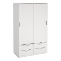 Lebanon Wooden Wardrobe With 2 Sliding Doors 4 Drawers In White