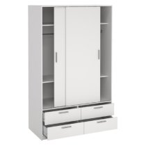 Lebanon Wooden Wardrobe With 2 Sliding Doors 4 Drawers In White