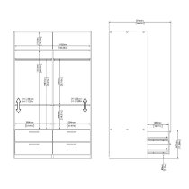 Lebanon Wooden Wardrobe With 2 Sliding Doors 4 Drawers In White