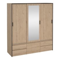 Lebanon Wooden Wardrobe With 2 Sliding Doors 4 Drawers In Oak