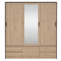 Lebanon Wooden Wardrobe With 2 Sliding Doors 4 Drawers In Oak