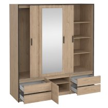 Lebanon Wooden Wardrobe With 2 Sliding Doors 4 Drawers In Oak